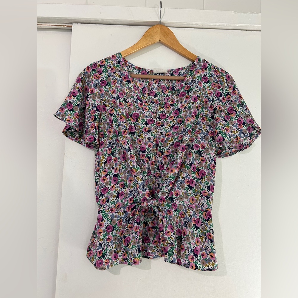Floral Tie-Front Women's Top